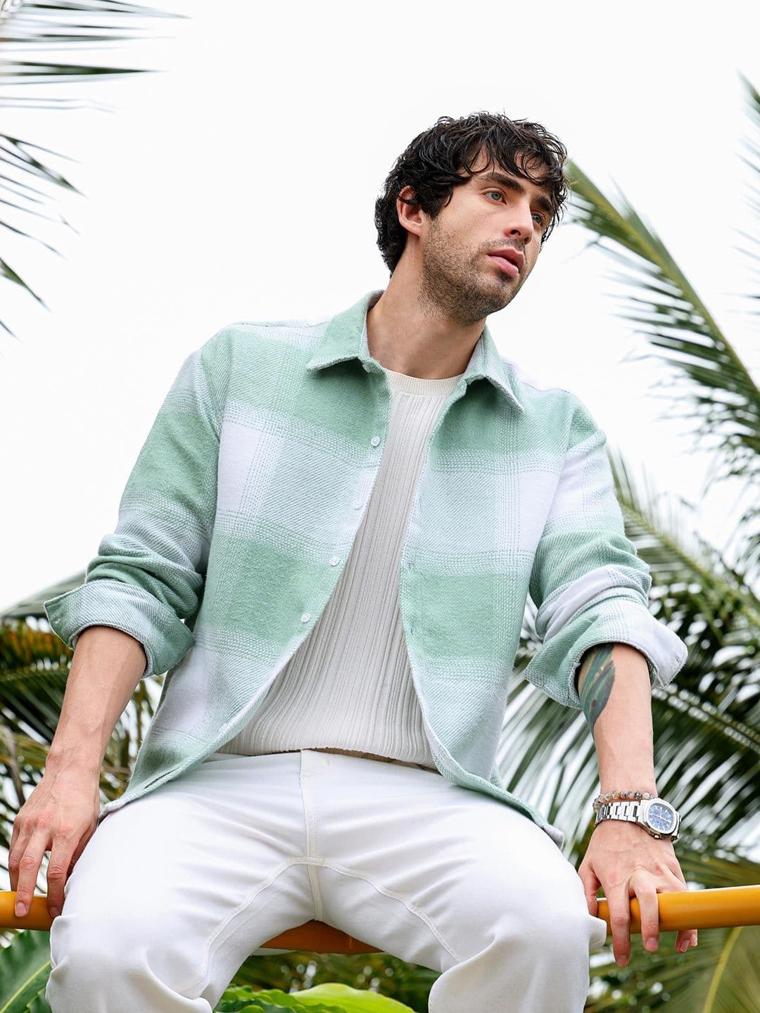 CAHOOT Men Comfort Oversized Fit Checked Spread Collar Cotton Casual Shirt - view 1