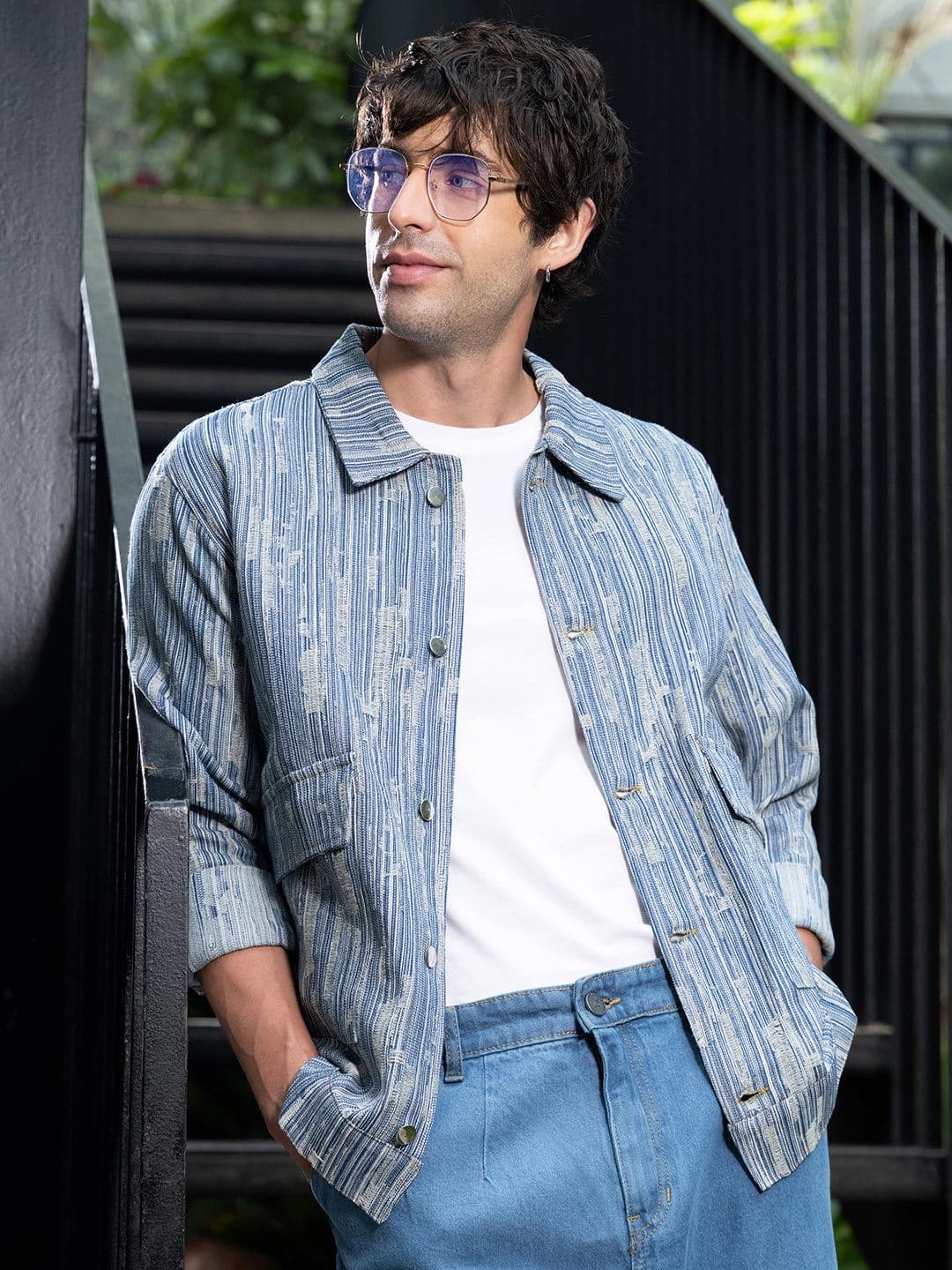 CAHOOT Men Striped Lightweight Denim Jacket - view 1