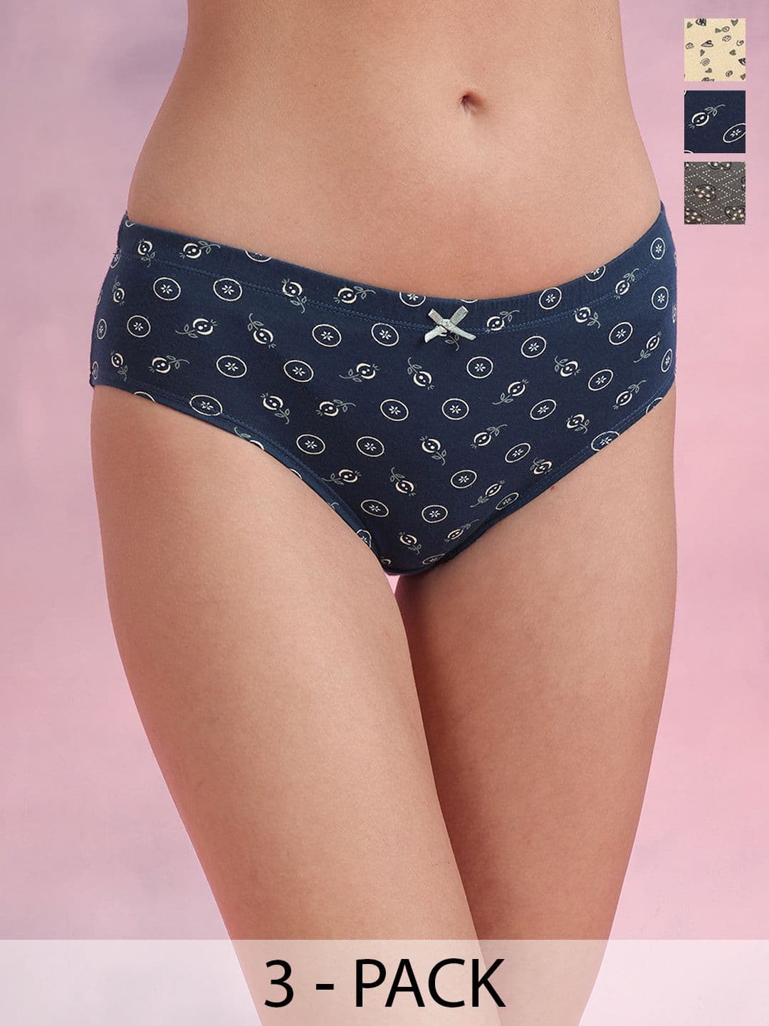 DressBerry Pack of 3 Women Pure Cotton Printed Cotton Hipster Briefs - view 1
