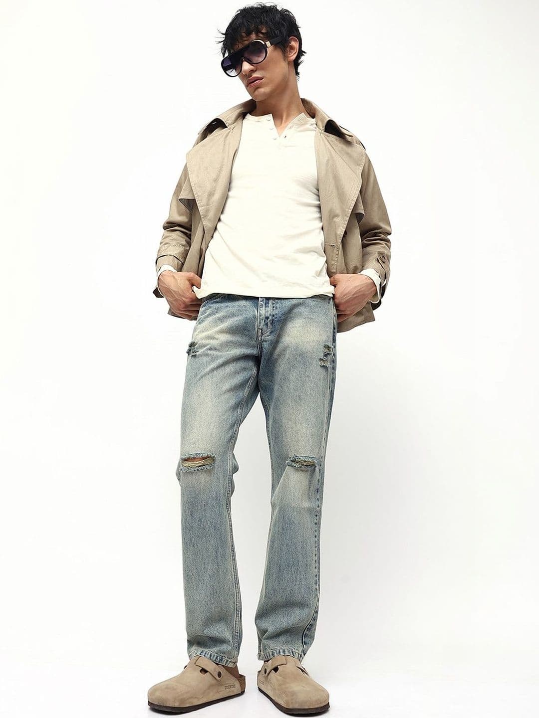High Star Men Comfort Relaxed Fit High-Rise Mildly Distressed Heavy Fade Jeans - view 1