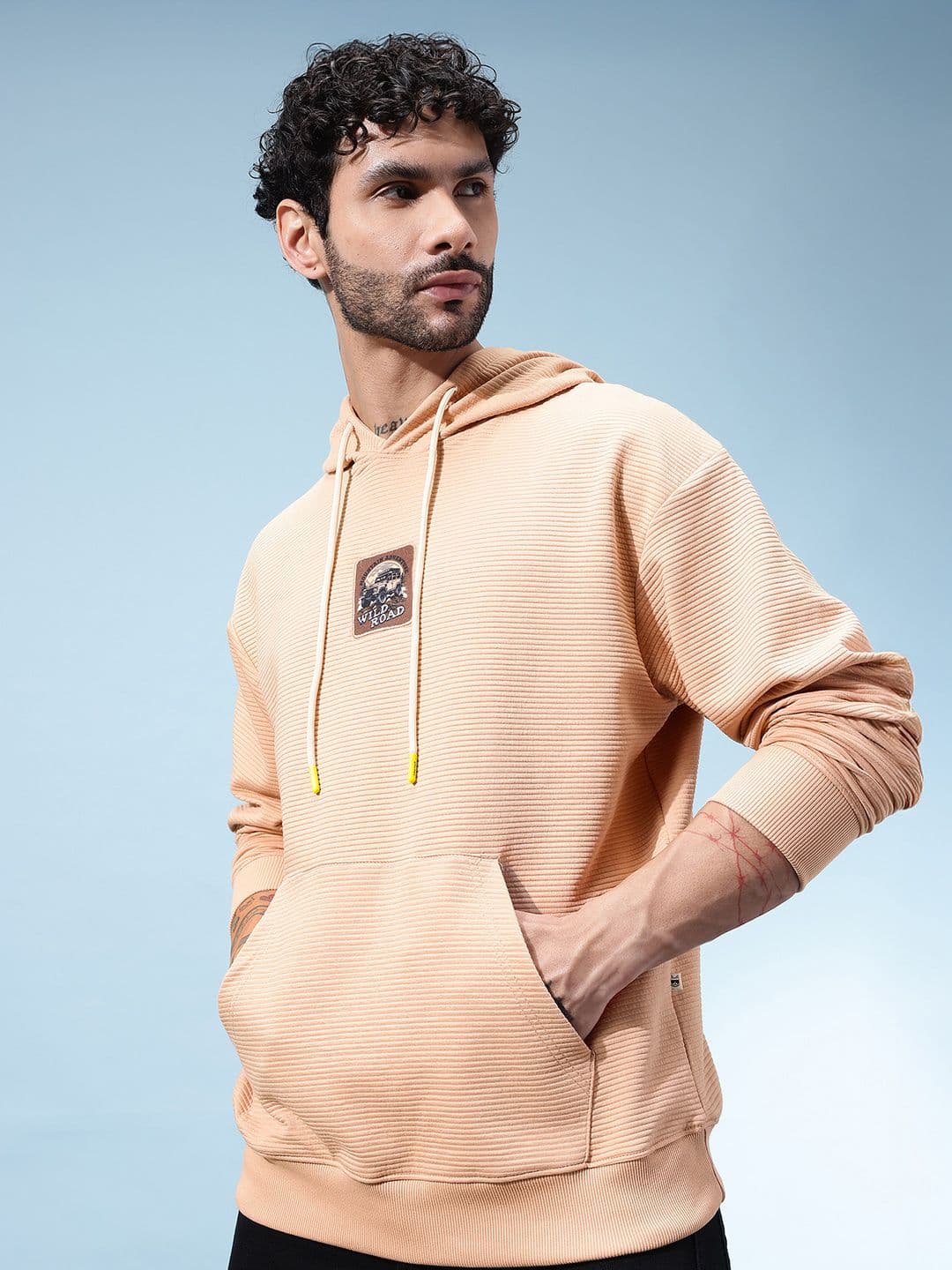 glitchez Self Striped Oversized Pullover with Applique Detail - view 1