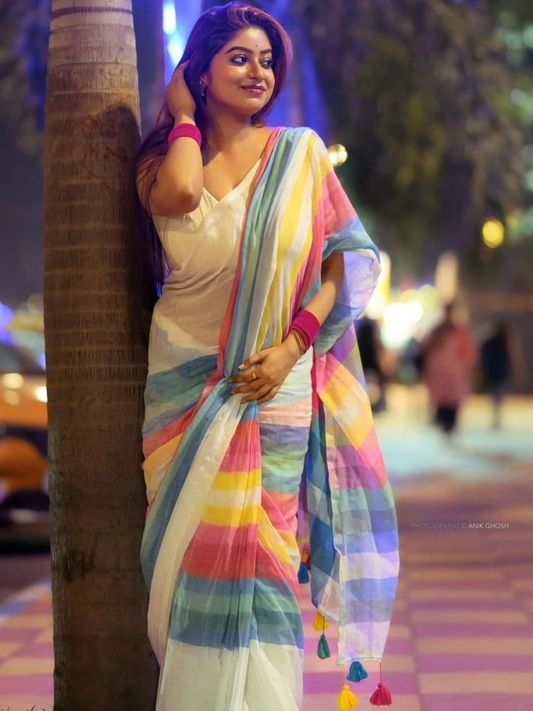 ACHOL Striped Saree - view 1