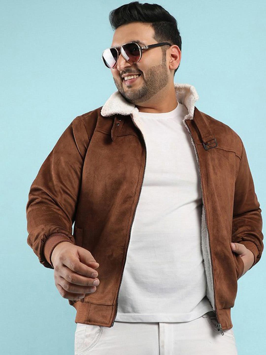 Instafab Plus Men Suede Windcheater Outdoor Bomber Jacket - view 1
