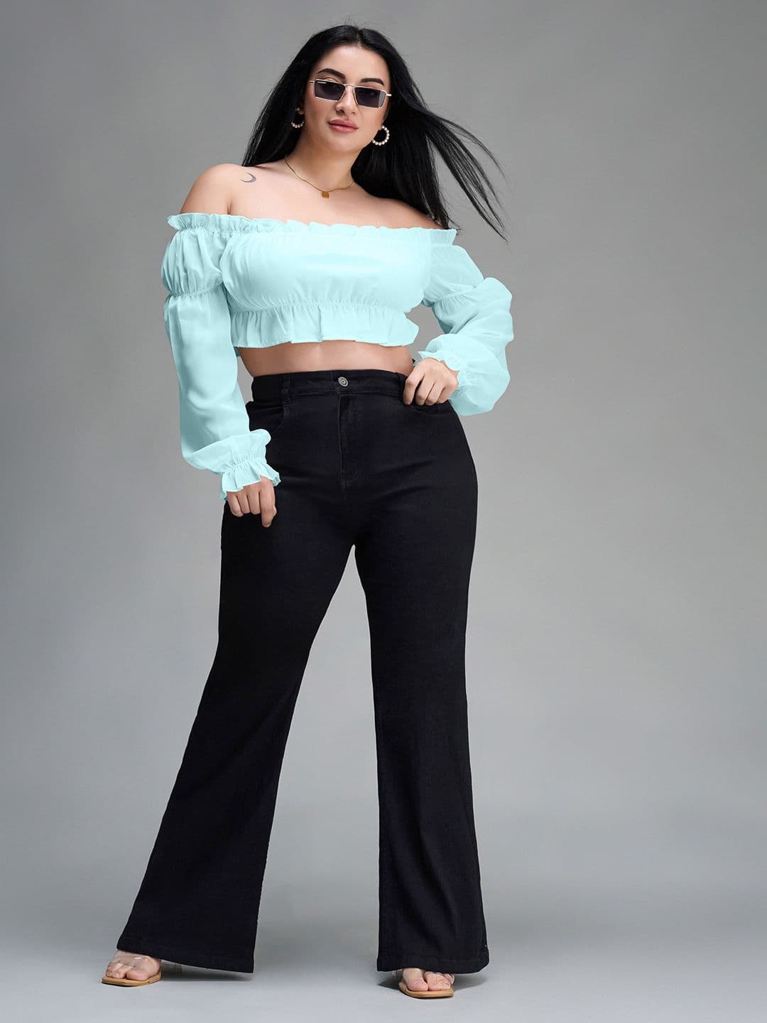 Miss Chase A+ Plus Size Women Wide Leg High-Rise Jeans - view 1