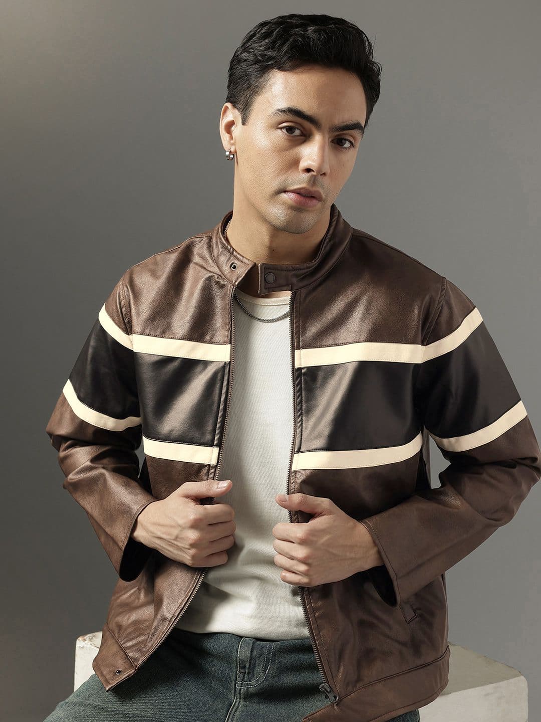 FCUK Colourblocked Biker Jacket - view 1