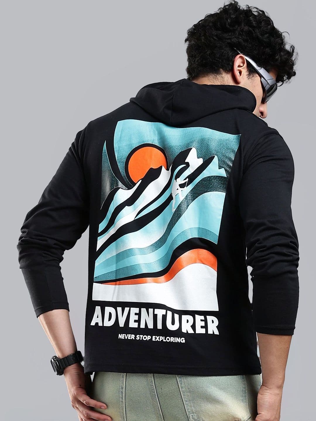 LEWEL Men Printed Hooded T-shirt - view 1