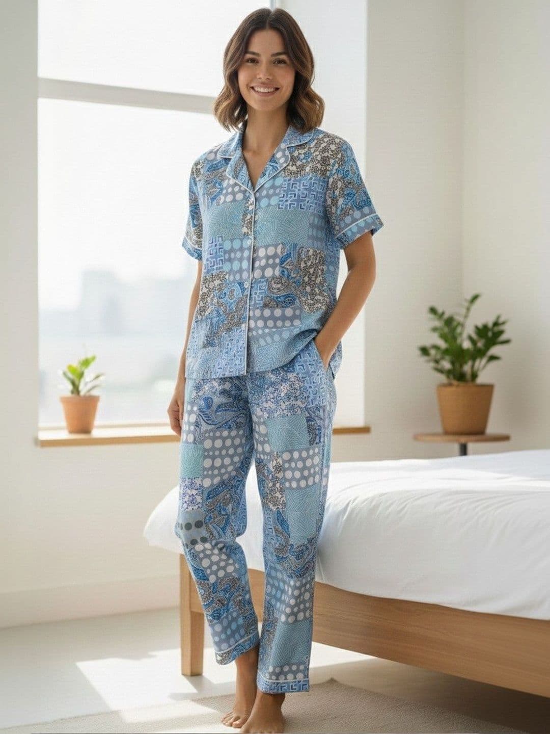 NEYSA Women Printed Shirt with Pyjamas - view 1
