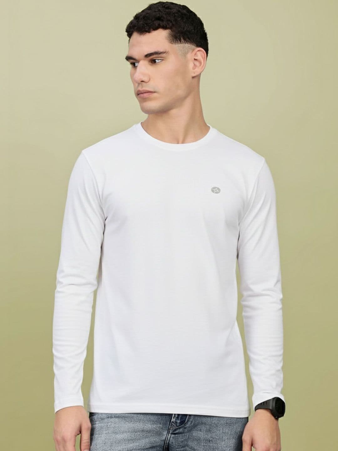 LUX NITRO Men Solid Crew Neck Long Sleeve Cotton Regular Fit T-Shirt - view 1