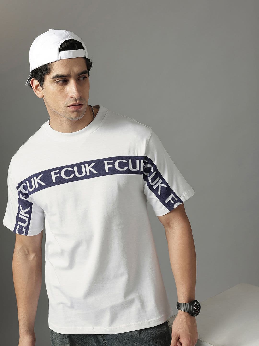 FCUK Brand Logo Pure Cotton Oversized T-shirt - view 1