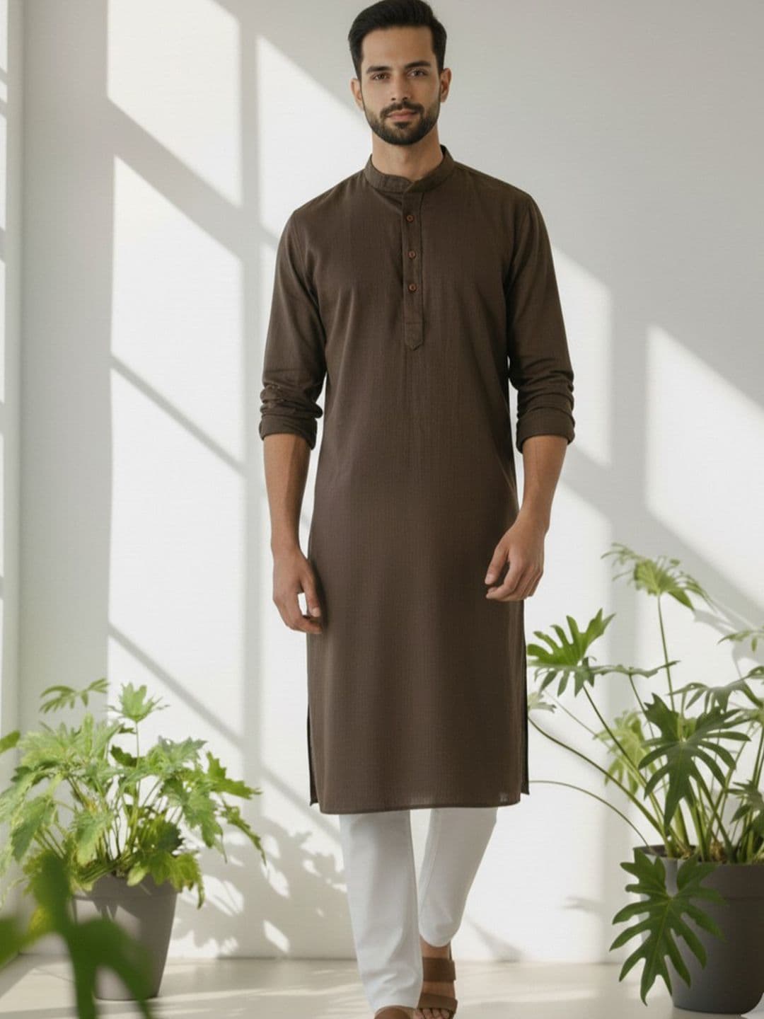 LADSLOOM Men Solid Cotton Kurta - view 1