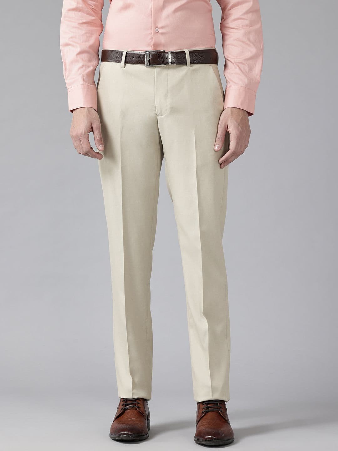 Arrow Men Self Design Mid-Rise Tailored Fit Formal Trousers - view 1
