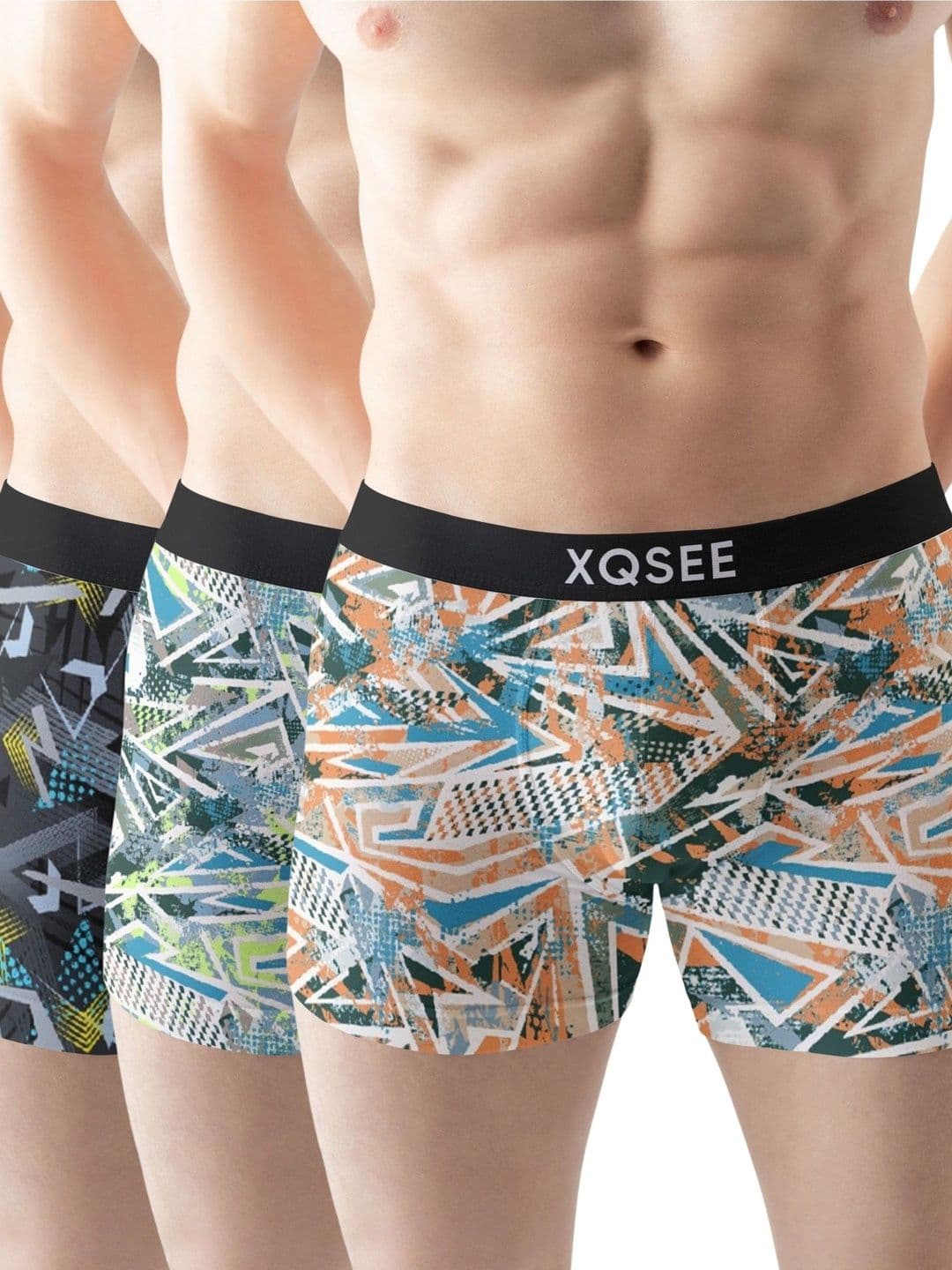 XQSEE Men Pack Of 3 Printed Mid -Rise Short Trunk - view 1