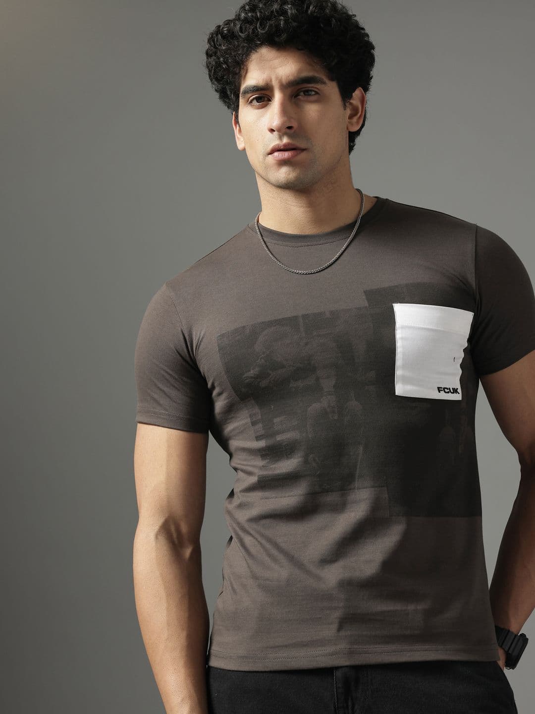 FCUK Graphic Printed Pure Cotton Pocket T-shirt - view 1