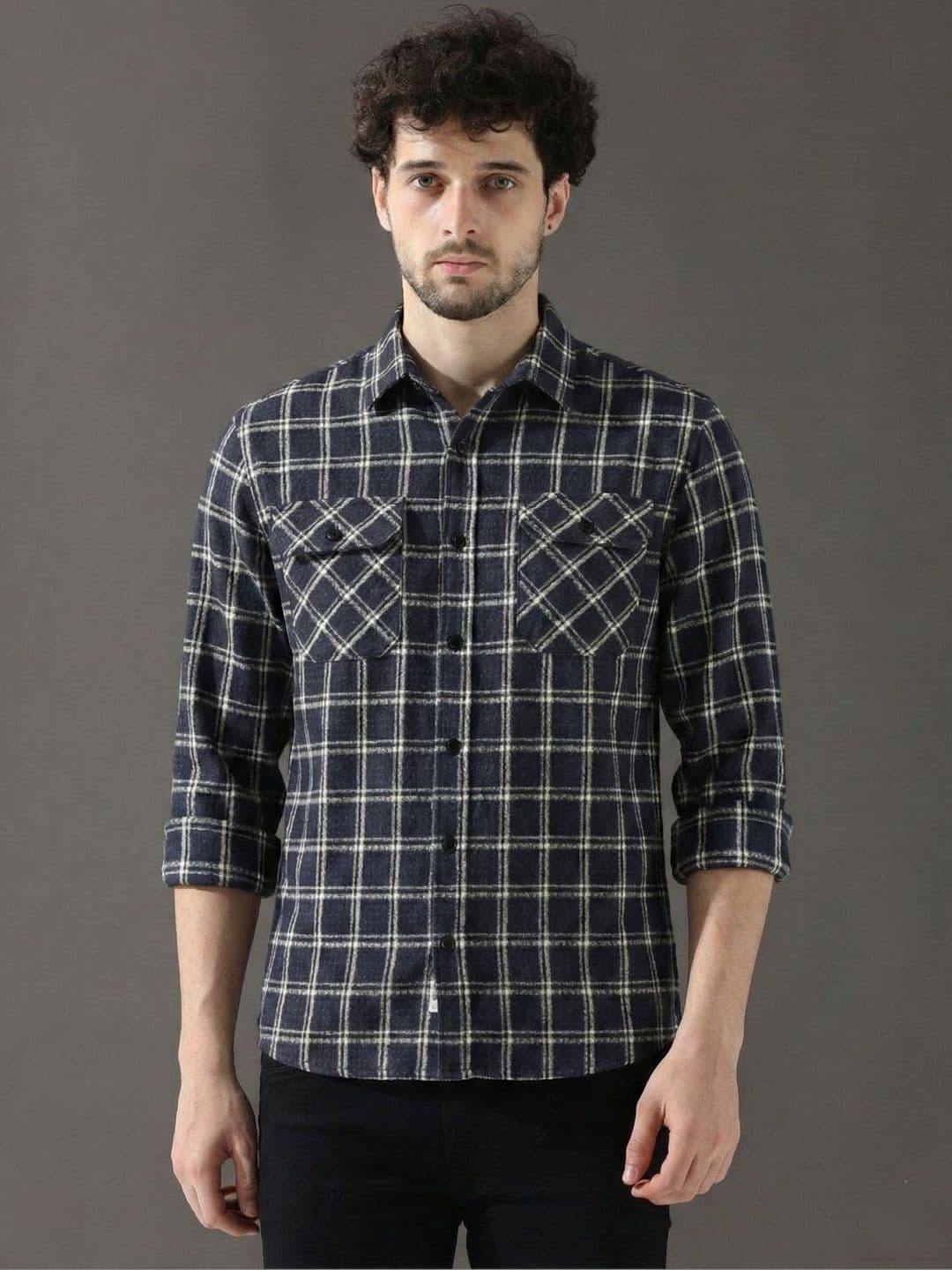 COMBRAIDED Men Checked Lightweight Woven Jacket - view 1