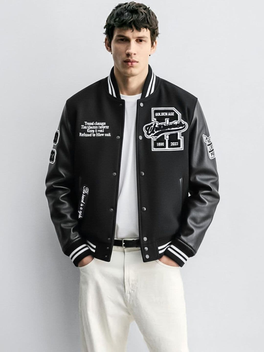 The Indian Garage Co Men Varsity Jacket with Embroidered - view 1