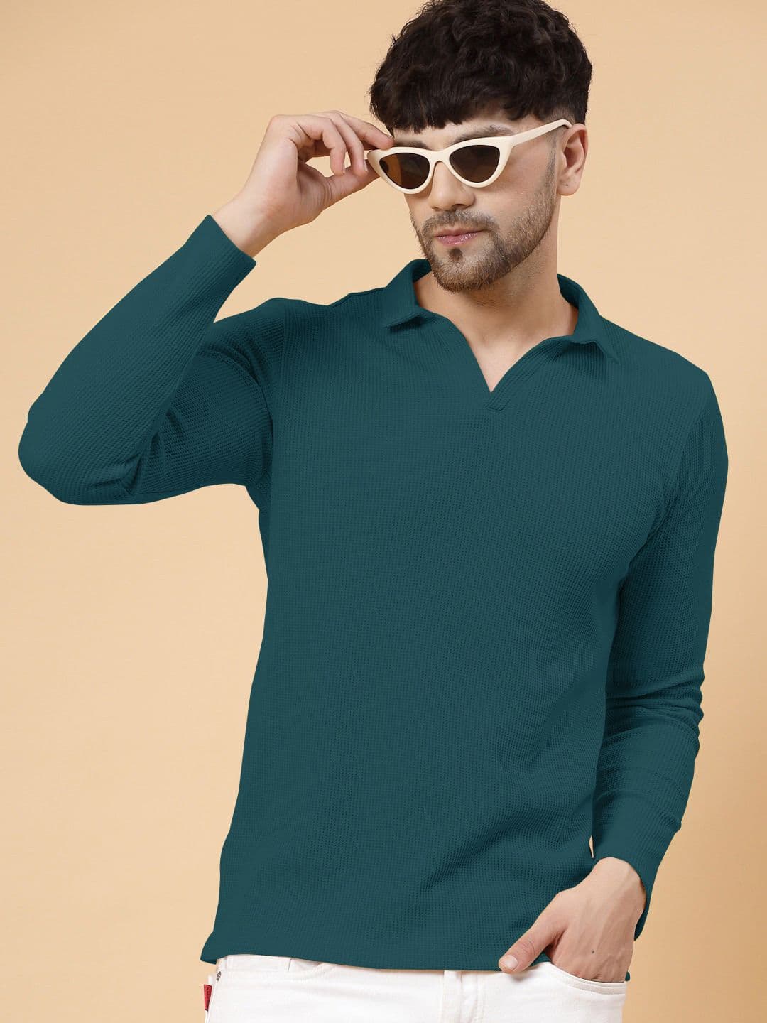 KAJARU Men Self Design Polo Collar T-shirt - view 1