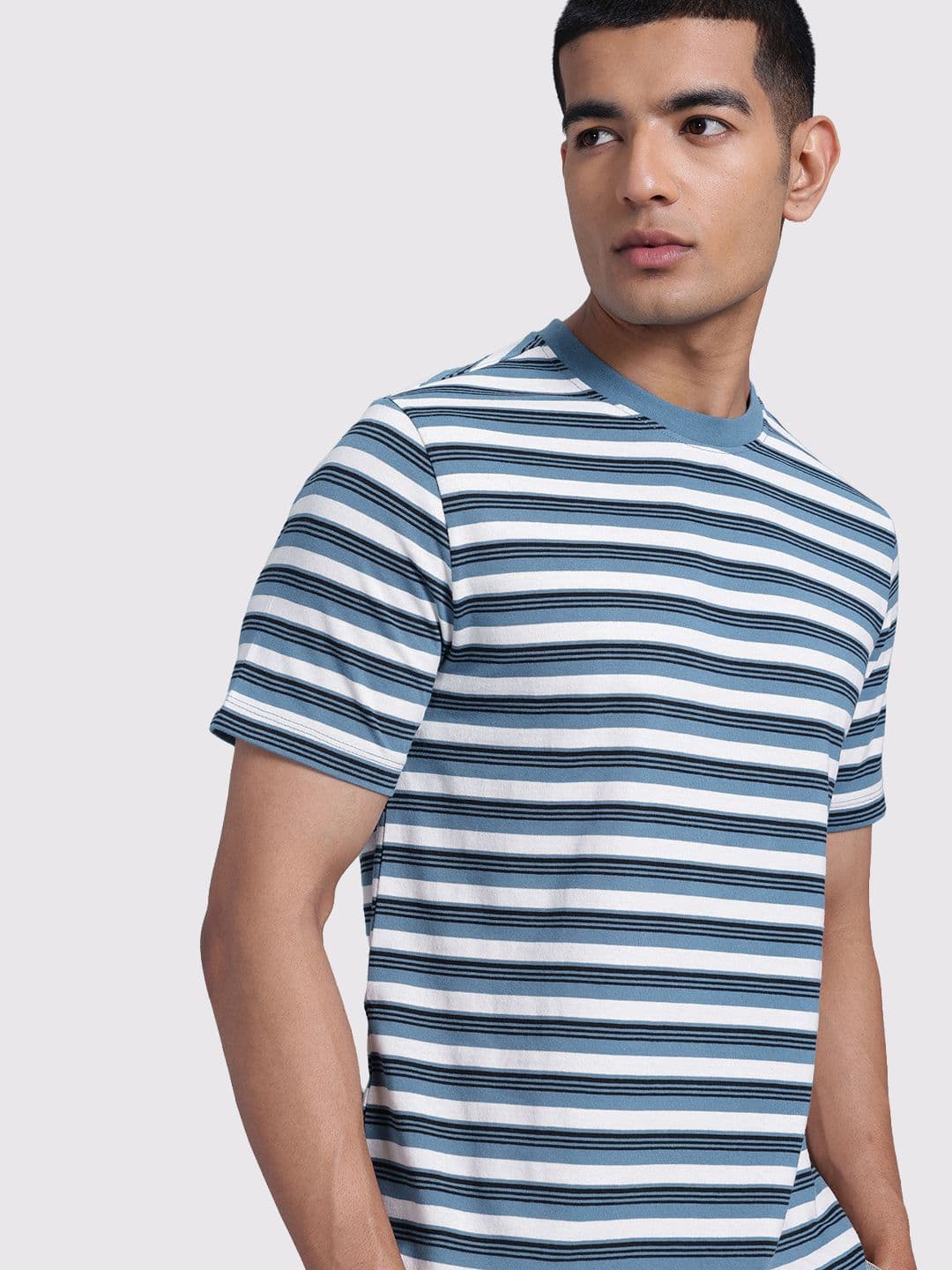 The Roadster Life Co. Striped Round Neck Knitted T-shirt - view 1