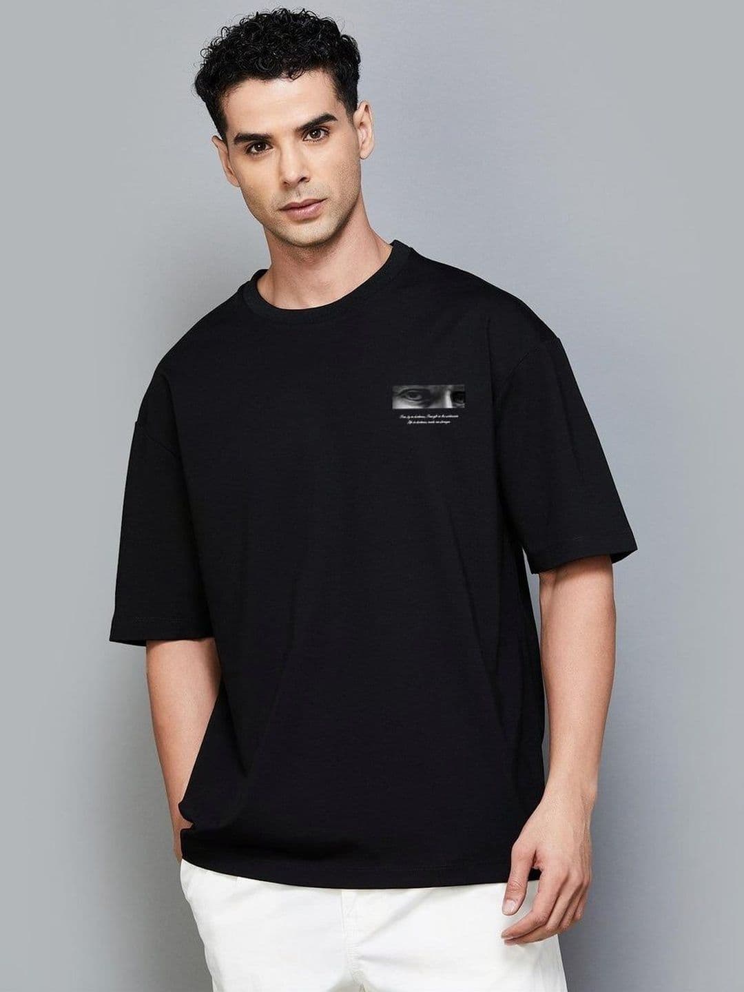 R.Code by The Roadster Life Co. Men Printed Drop-Shoulder Sleeves T-shirt - view 1