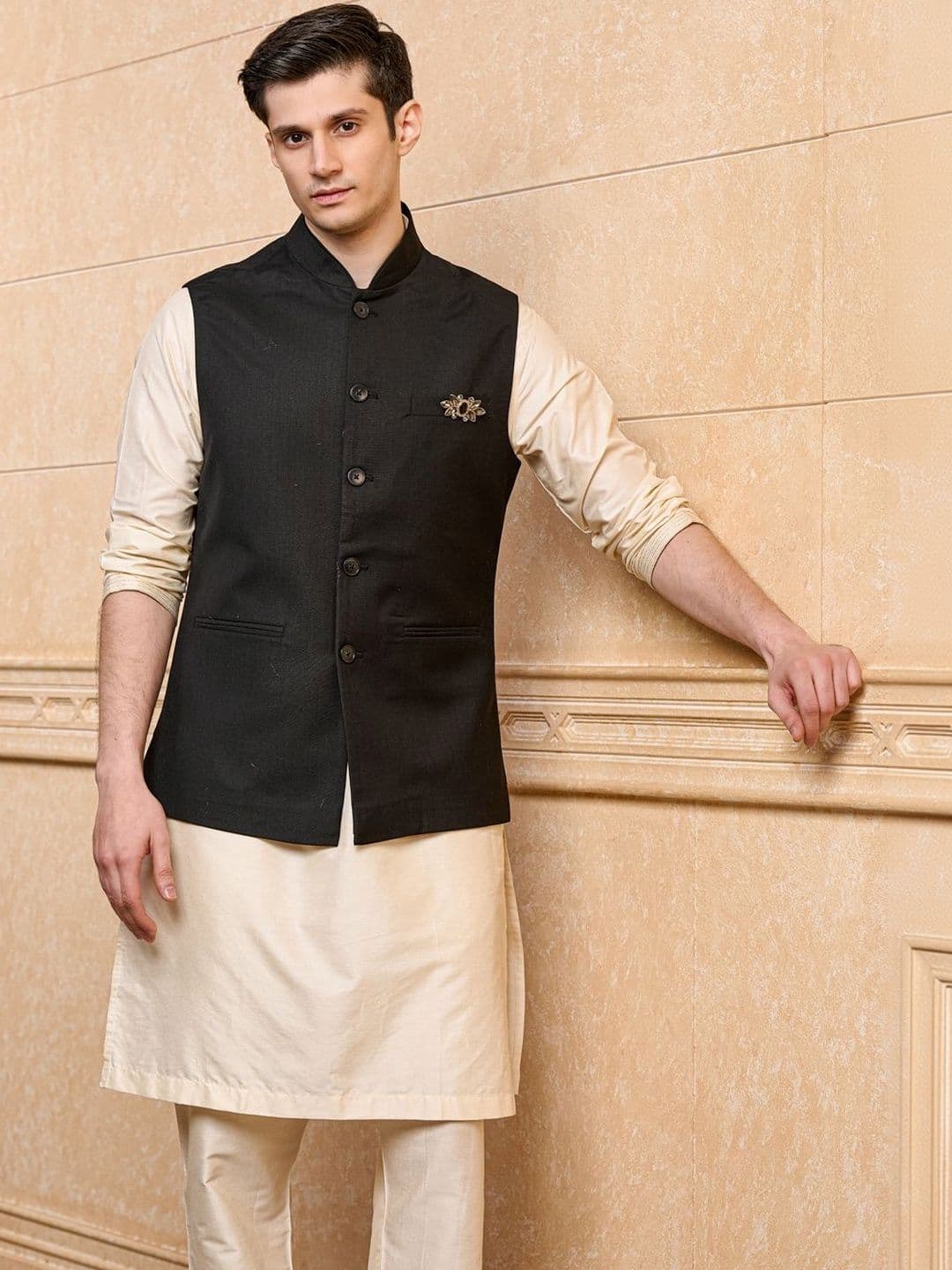 Tasva Printed Woven Mandarin Collar Nehru Jackets - view 1