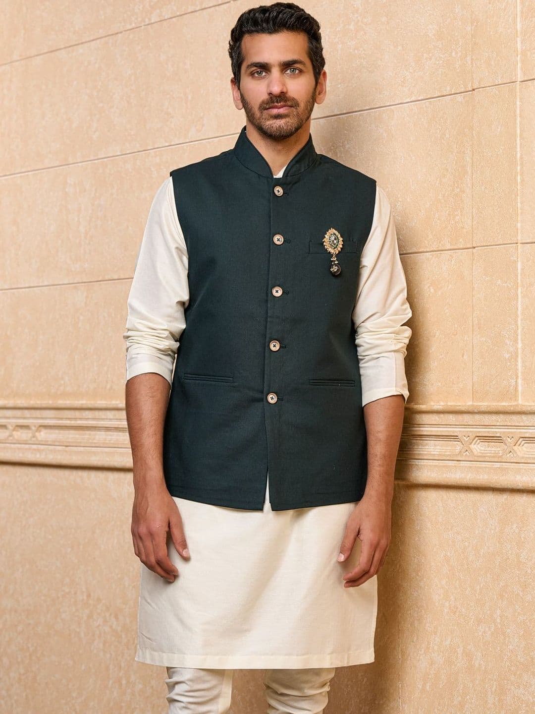 Tasva Printed Woven Mandarin Collar Nehru Jackets - view 1