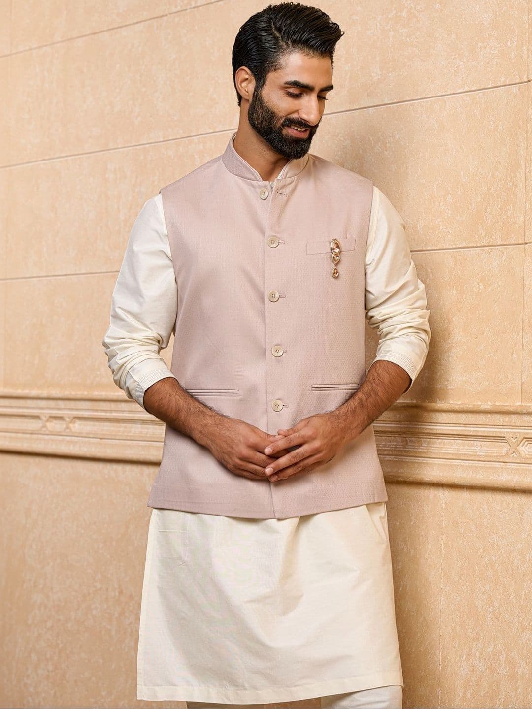 Tasva Printed Woven Mandarin Collar Nehru Jackets - view 1