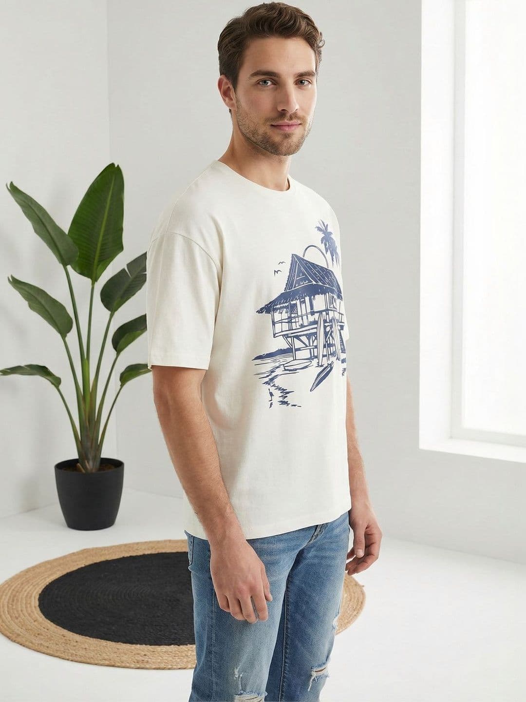Mast & Harbour Men Printed Pure Cotton T-shirt - view 1