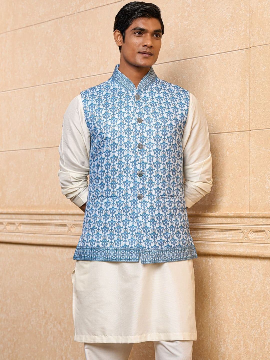 Tasva Printed Woven Nehru Jackets - view 1