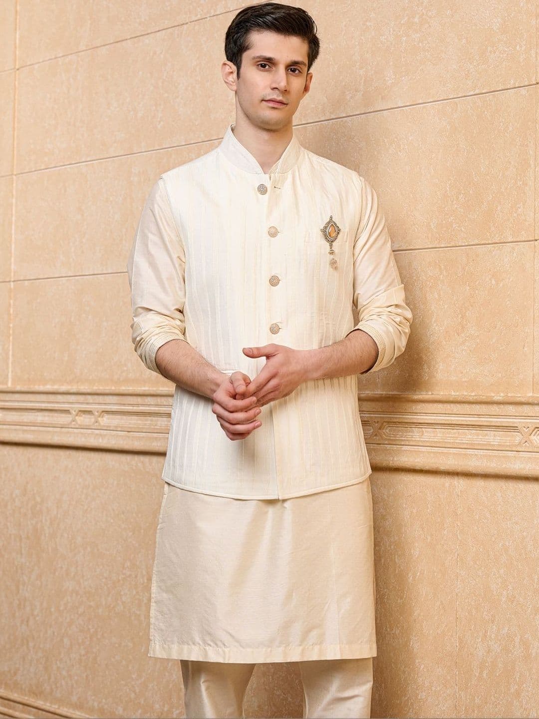 Tasva Printed Woven Mandarin Collar Nehru Jackets - view 1