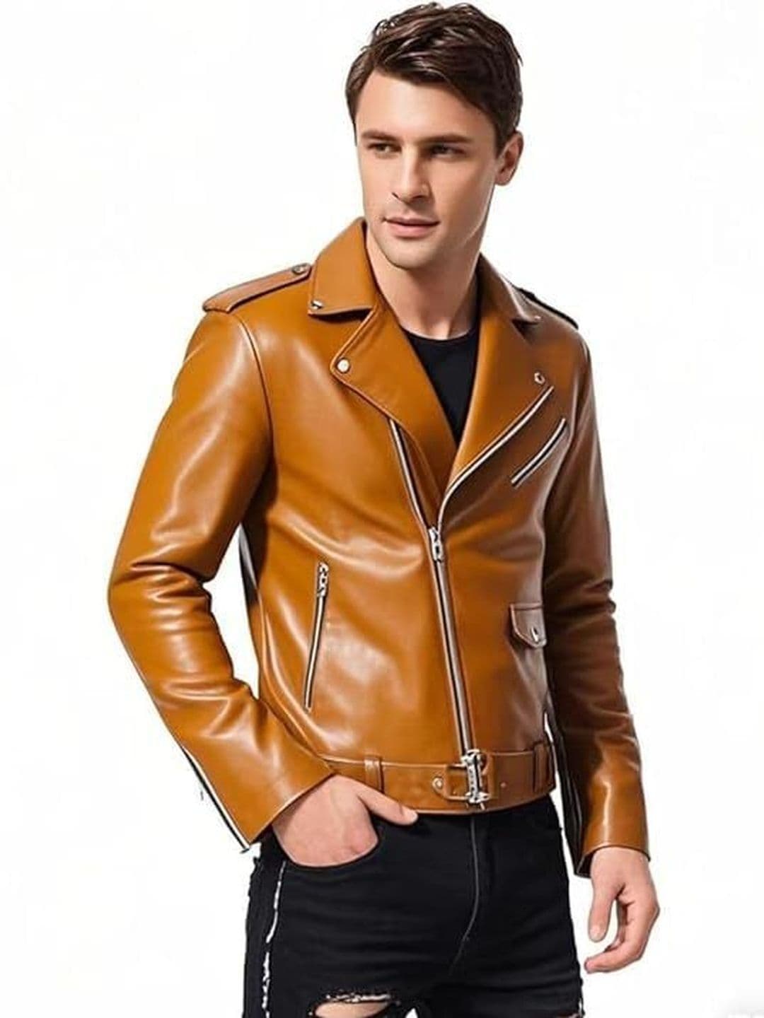 Ompraksh Fasion Lapel Collar Leather Jacket - view 1