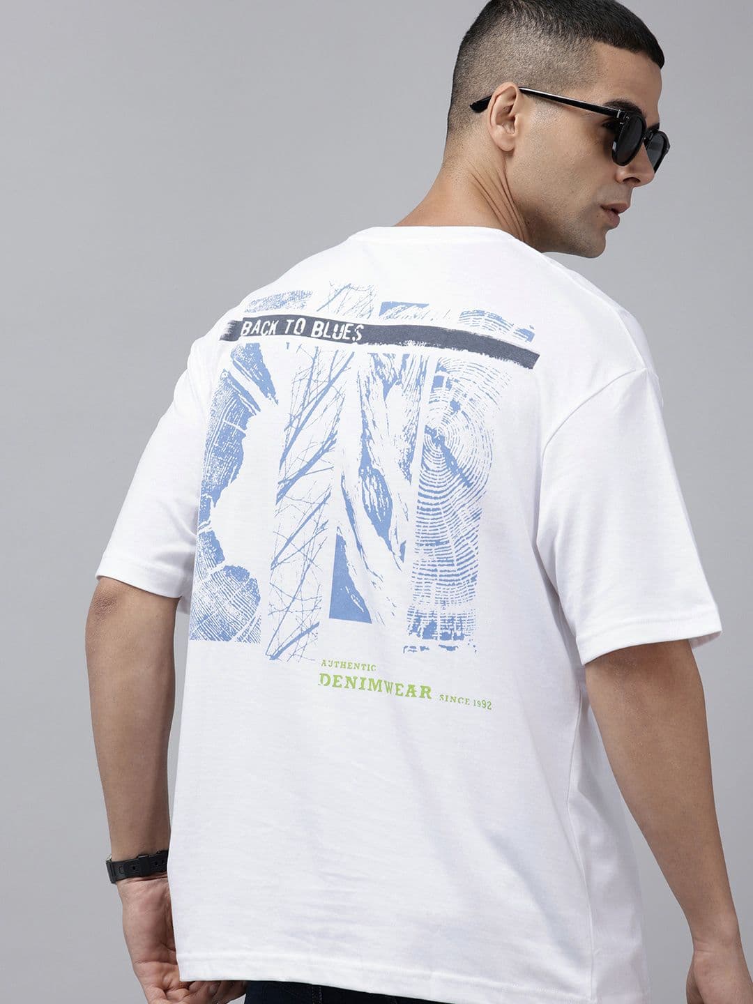 SPYKAR Graphic Printed Drop-Shoulder Sleeves Oversized Fit T-shirt - view 1