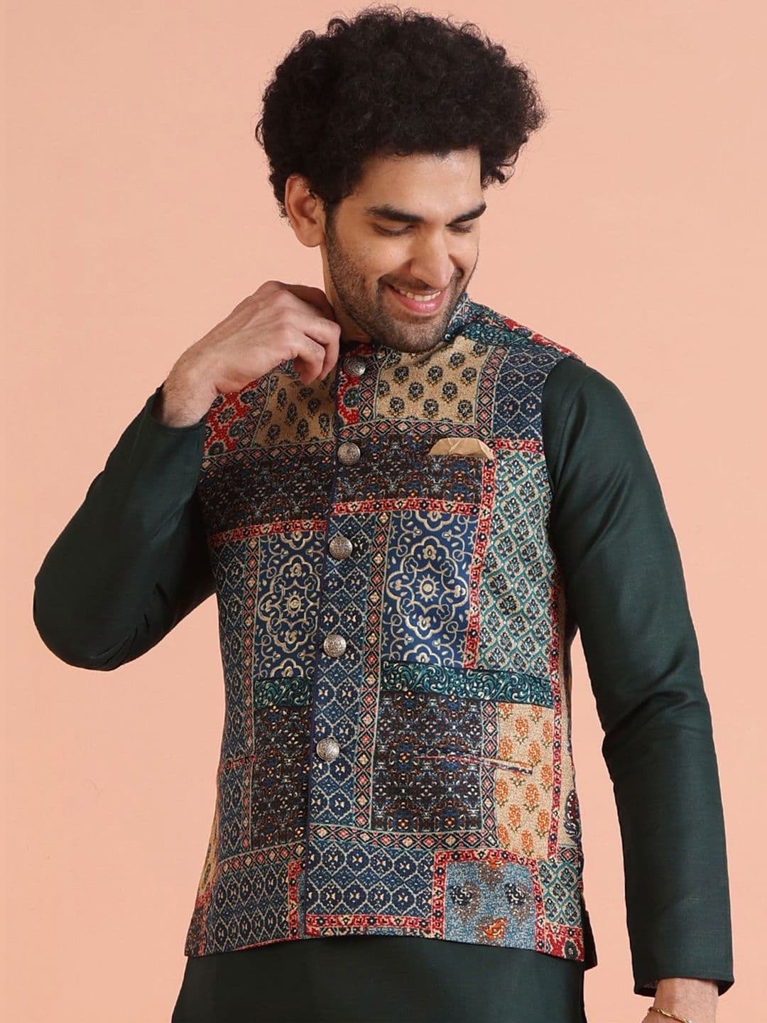 KISAH Plus Size Men Printed Jacket - view 1