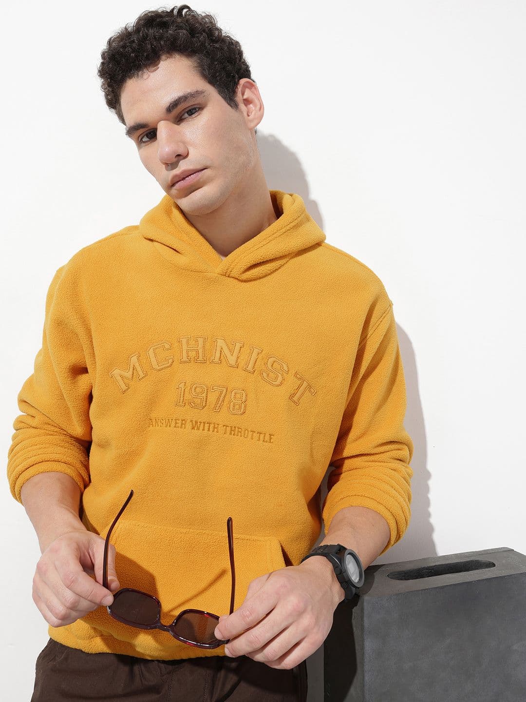 The Roadster Life Co. Relaxed Fit Applique Typography Fleece Hooded Sweatshirt - view 1