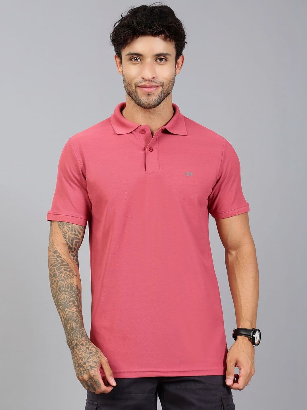 LUX VENUS Men Brand Logo Polo Collar T-shirt - view 1