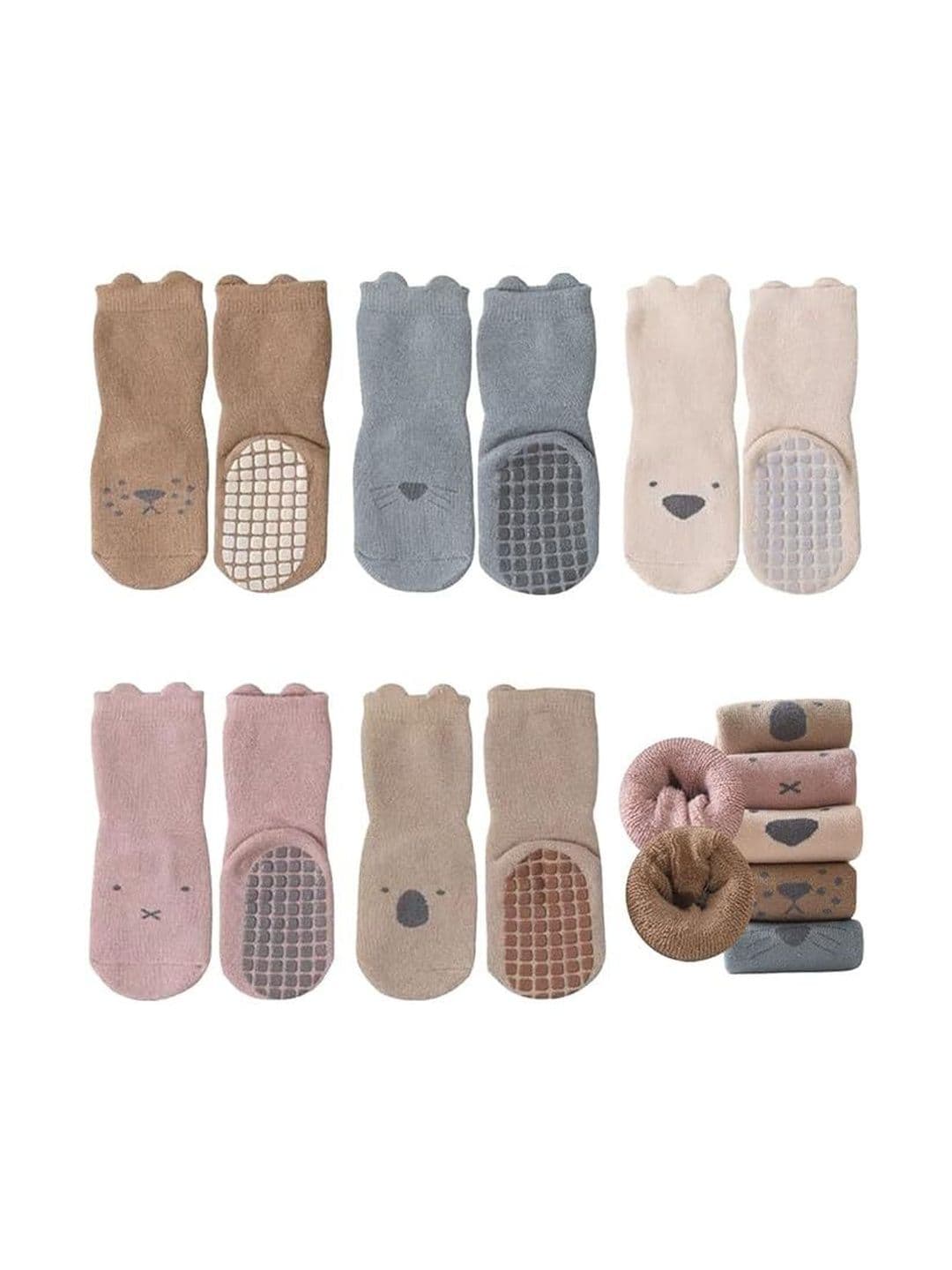 Teri Beri Unisex Kids Pack Of 5 Warm Anti-slip Infant Toddler Thermal Crew Socks - view 1