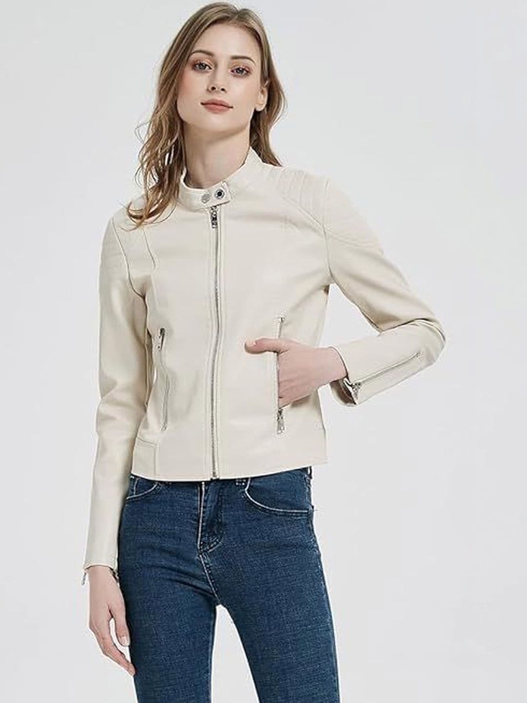 Ompraksh Fasion Mock Collar Leather Jacket - view 1
