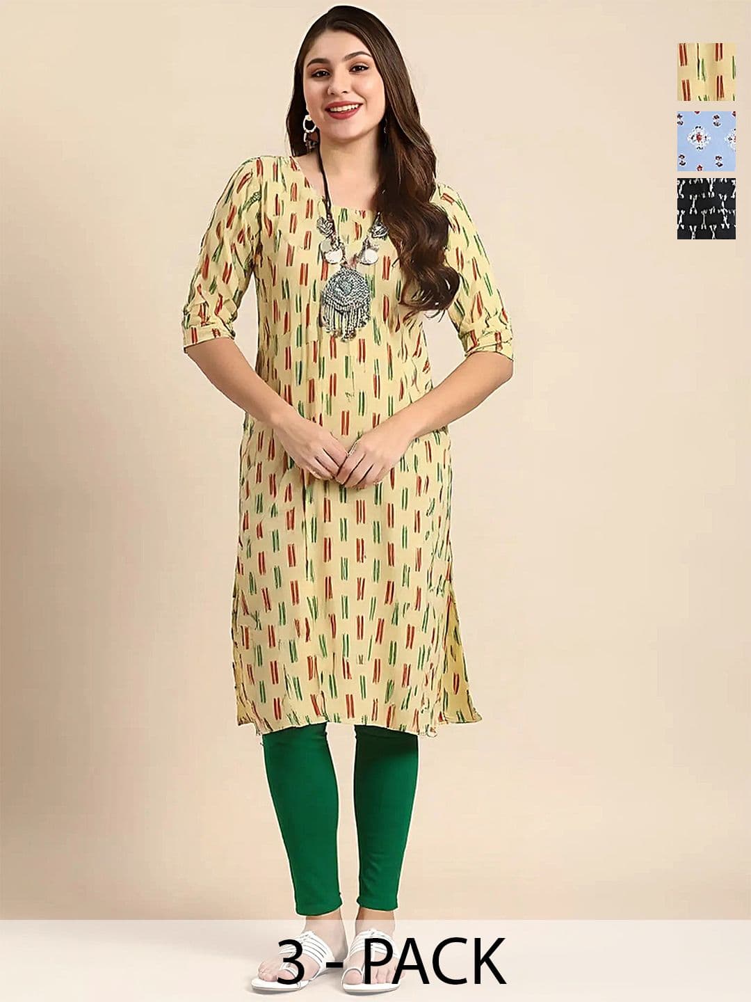 arangya Women Pack Of 3 Printed Crepe Kurta - view 1