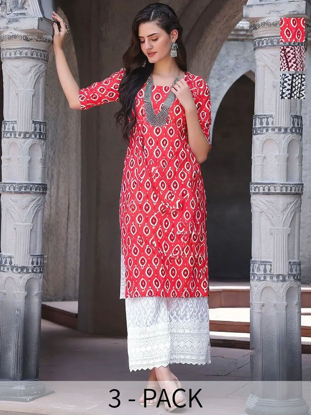 arangya Women Pack Of 3 Printed Crepe Kurta - view 1