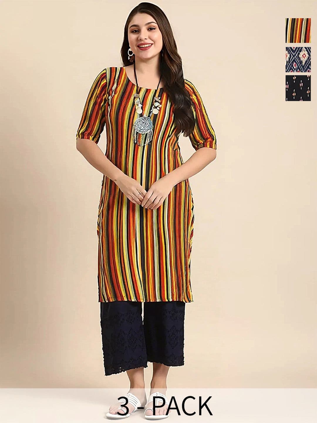 arangya Women Ethnic Motifs Printed Indie Prints Crepe Kurta - view 1