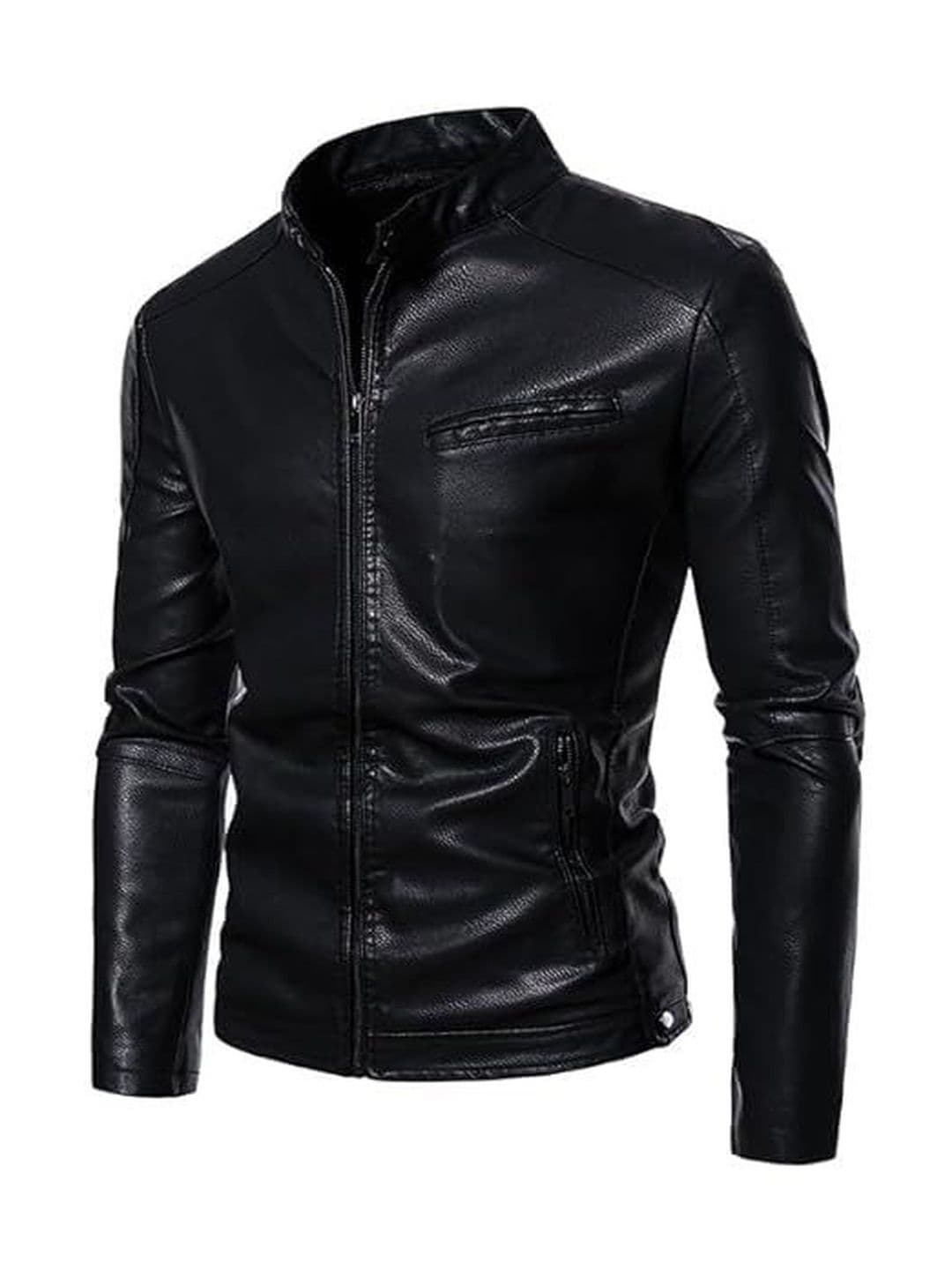 Ompraksh Fasion Mock Collar Leather Jacket - view 1
