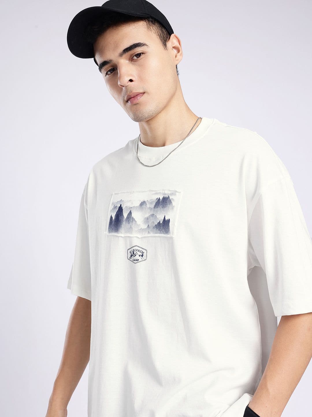 glitchez Oversized Graphic Printed Drop-Shoulder Sleeves T-shirt - view 1