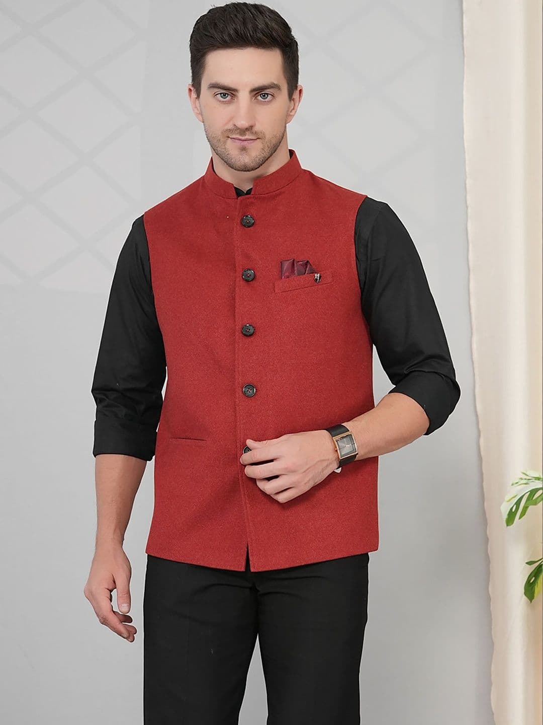 Abhimaan Woven Nehru Jacket - view 1