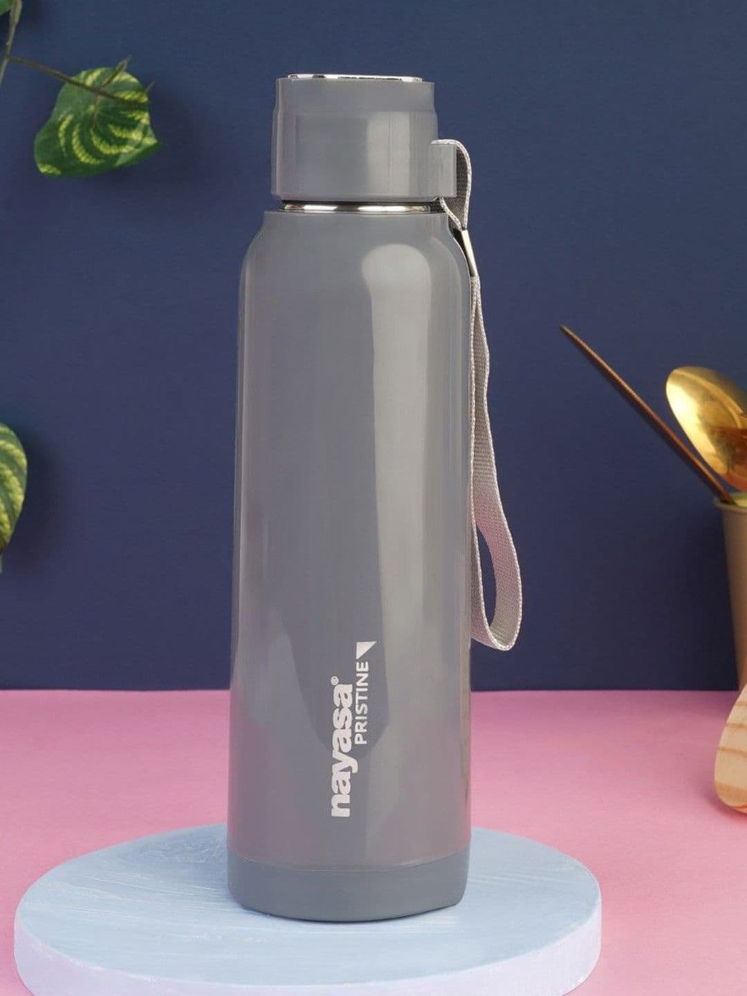 Nayasa Single Pristine Grey Steel Plastic Insulated BPA Free Bottle Twist Cap 700ml - view 1