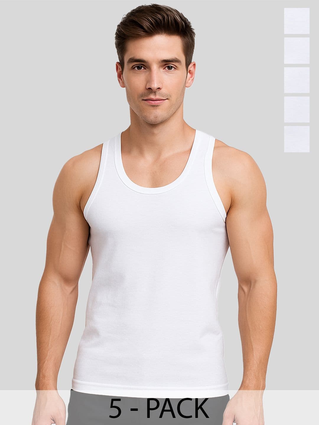 Amul Comfy Men White Pack of 5 Pure Cotton White Vest - view 1