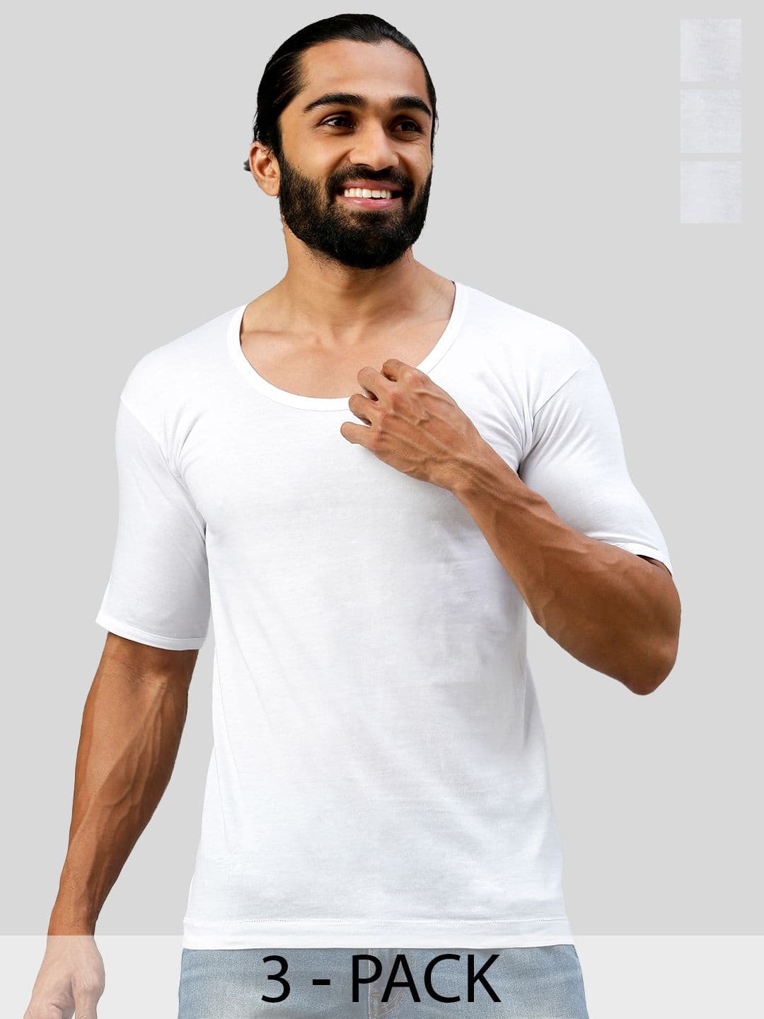 AMUL COMFY Pack of 3 Men's Pure Cotton White Sleeve Vest - view 1