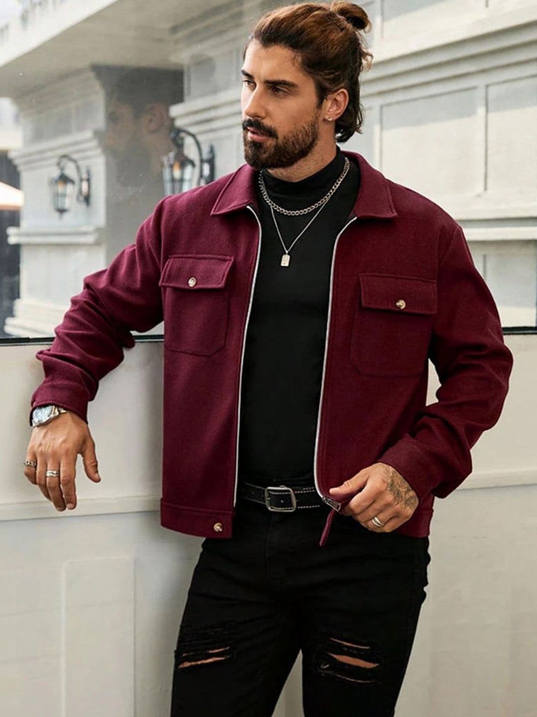 StyleCast x Revolte Men Outdoor Leather Jacket - view 1