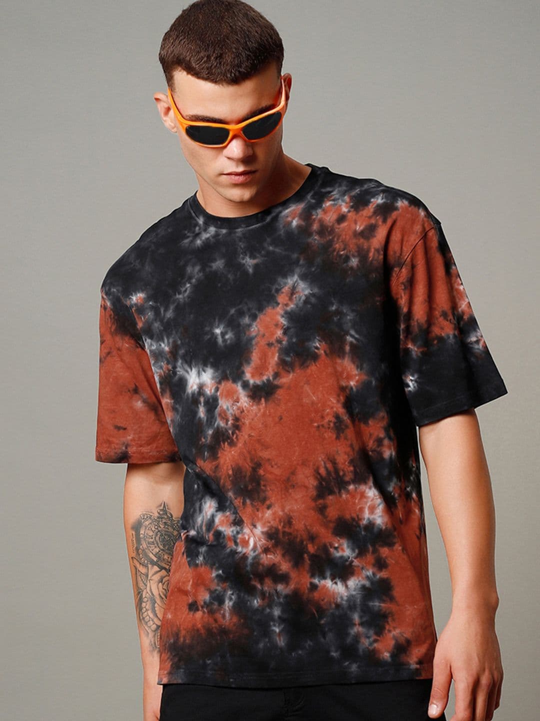 Bewakoof Tie and Dye Printed Drop-Shoulder Pure Cotton Oversized T-shirt - view 1
