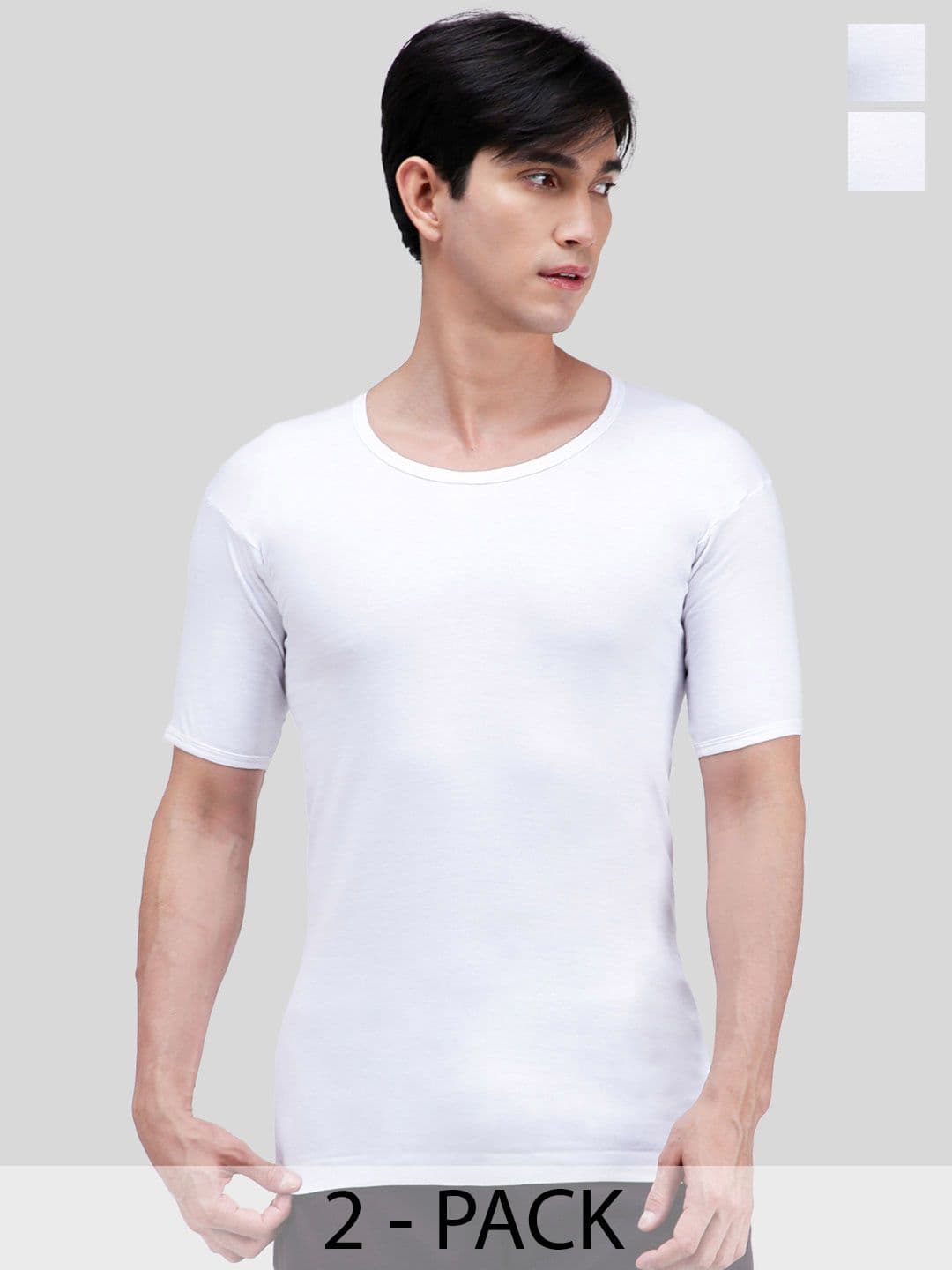 AMUL COMFY Pack Of 2 Pure Cotton Undershirt Innerwear Vests AC-PLVESTWHTRNS-WHT-S-2PC - view 1