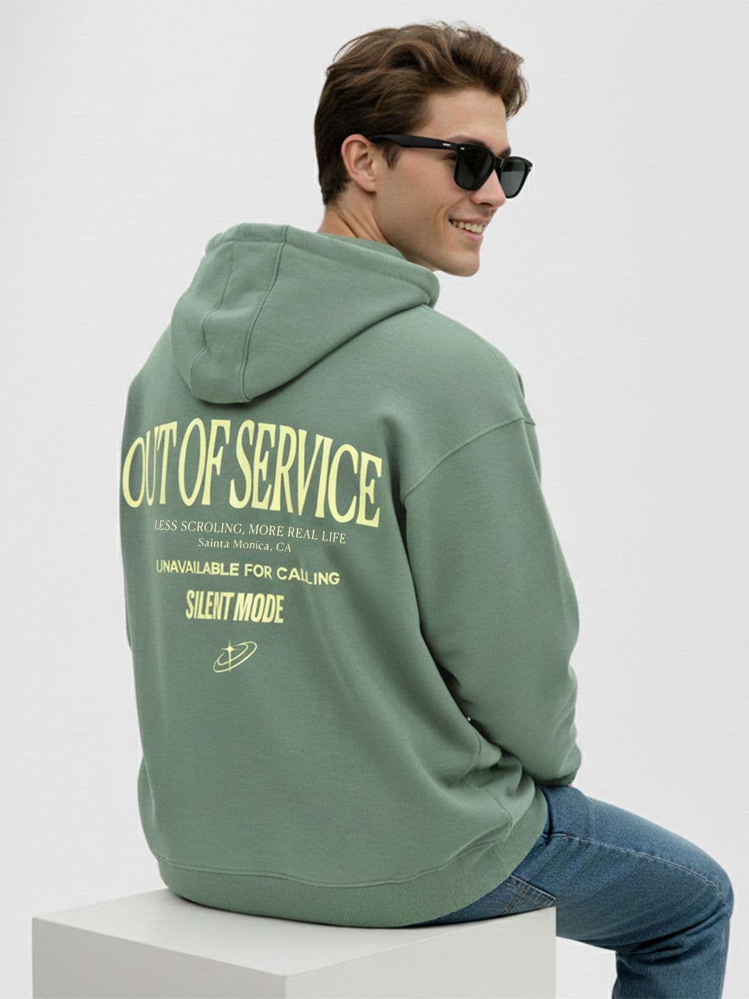 Mast & Harbour Typography Printed Hooded Drop Shoulder Sleeves Pullover - view 1