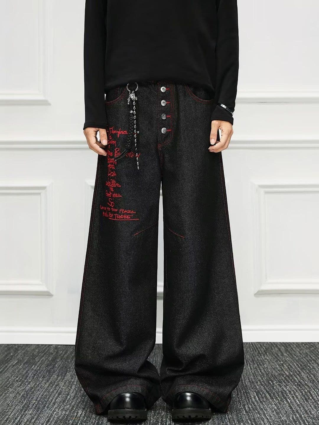 StyleCast x Revolte Men Wide Leg Mid-Rise Printed Jeans - view 1