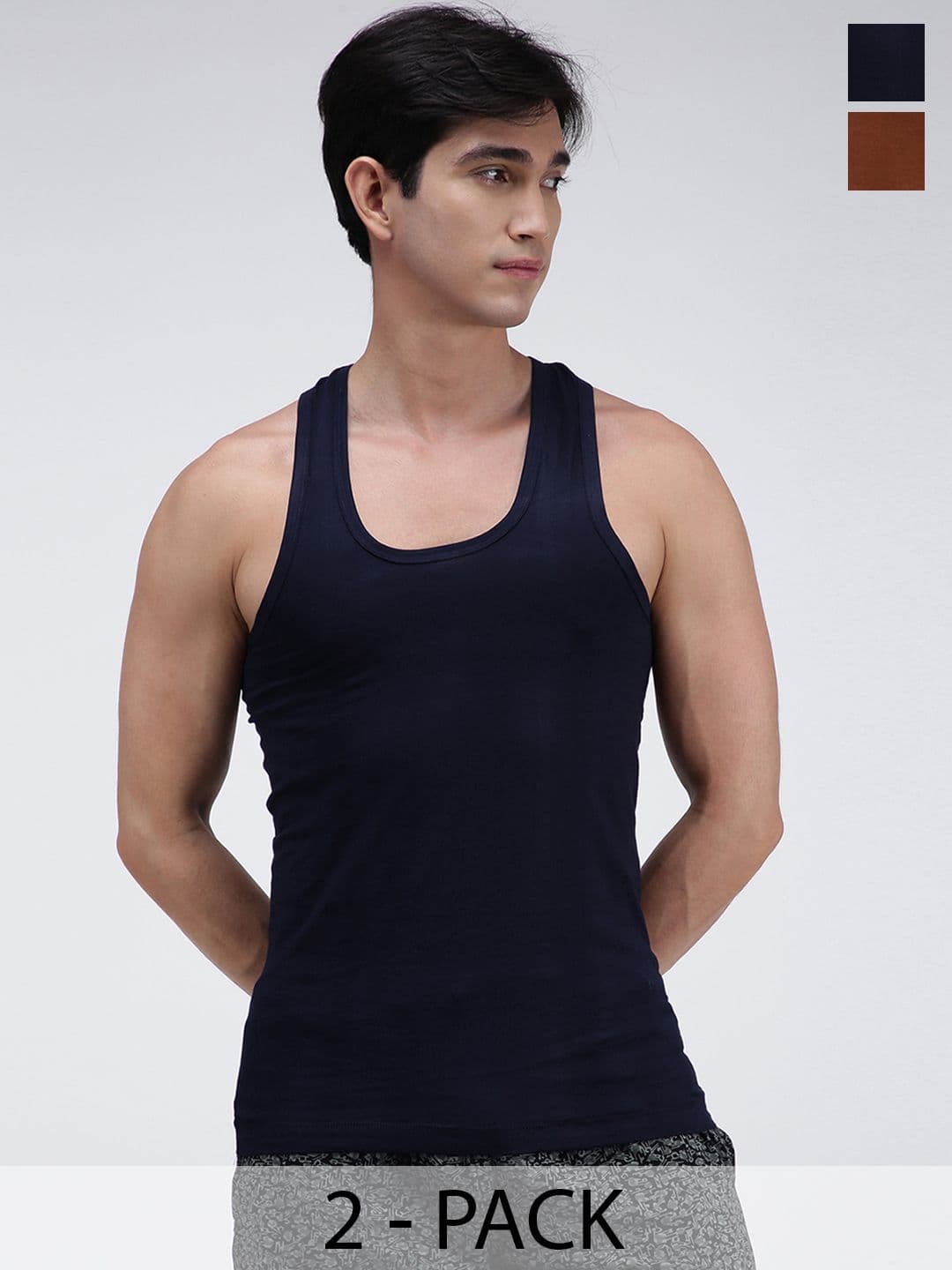 AMUL COMFY Pack Of 2 Pure Cotton Undershirt Innerwear Vests AC-CVESTRN-LB-NY-3XL-2PC - view 1